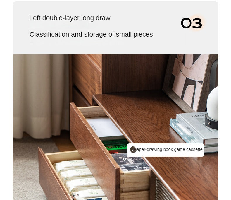 Oak, Solid Rubberwood TV Wall Cabinet.