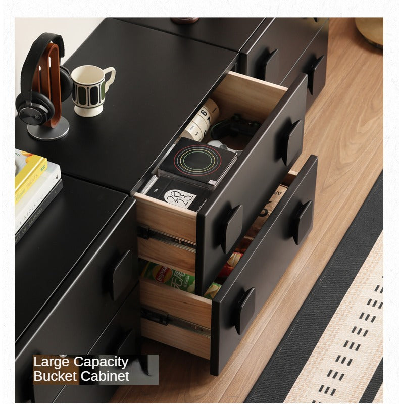 Poplar Solid Wood TV French Retro Floor Module Combination Side Cabinet.