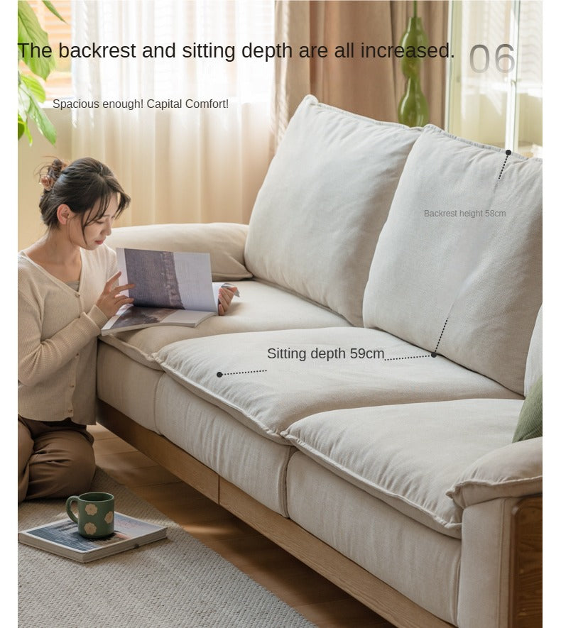 Ash Solid Wood Straight Sofa Modern.