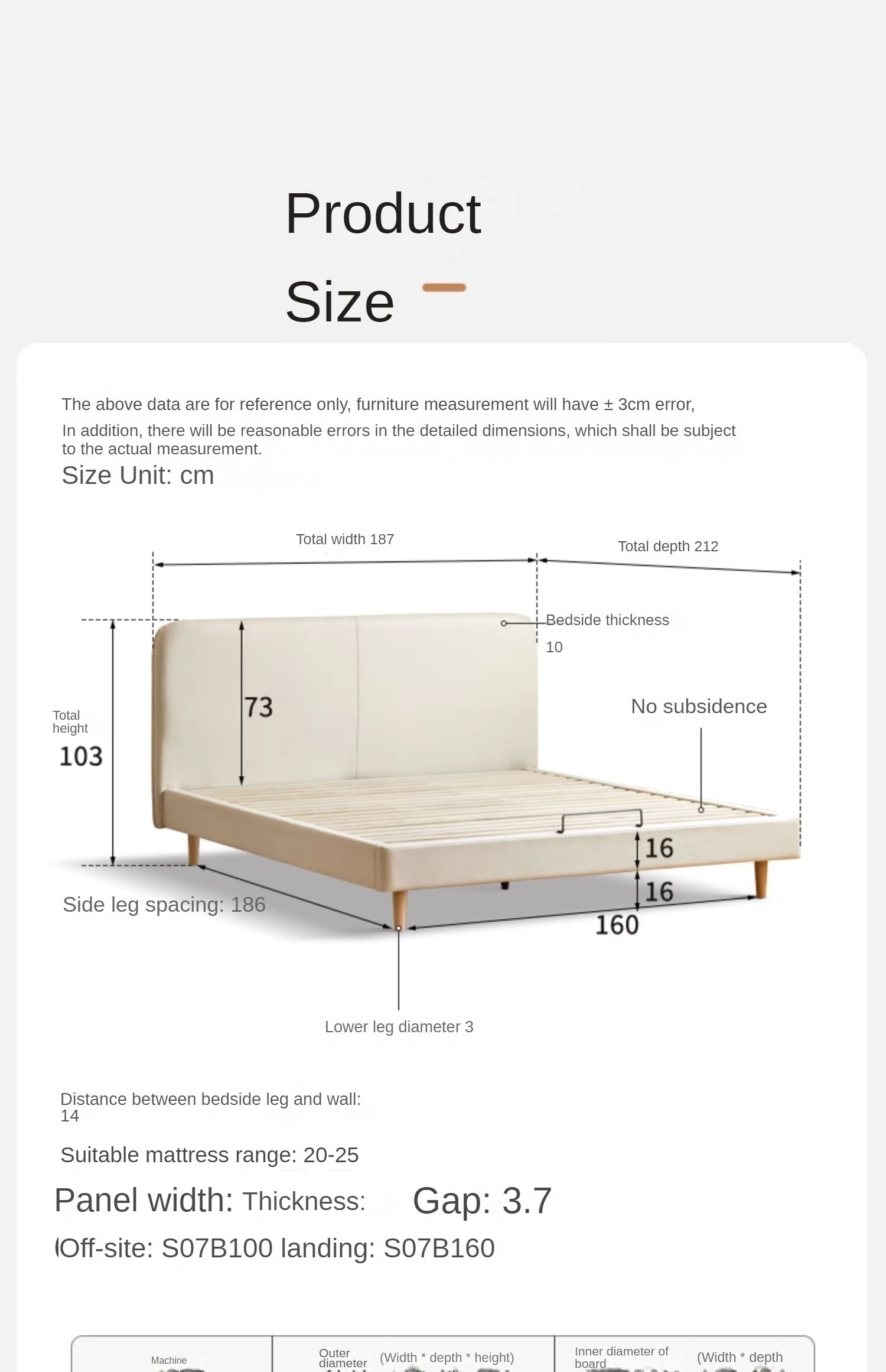 Fabric Cream Soft Minimalist Bed