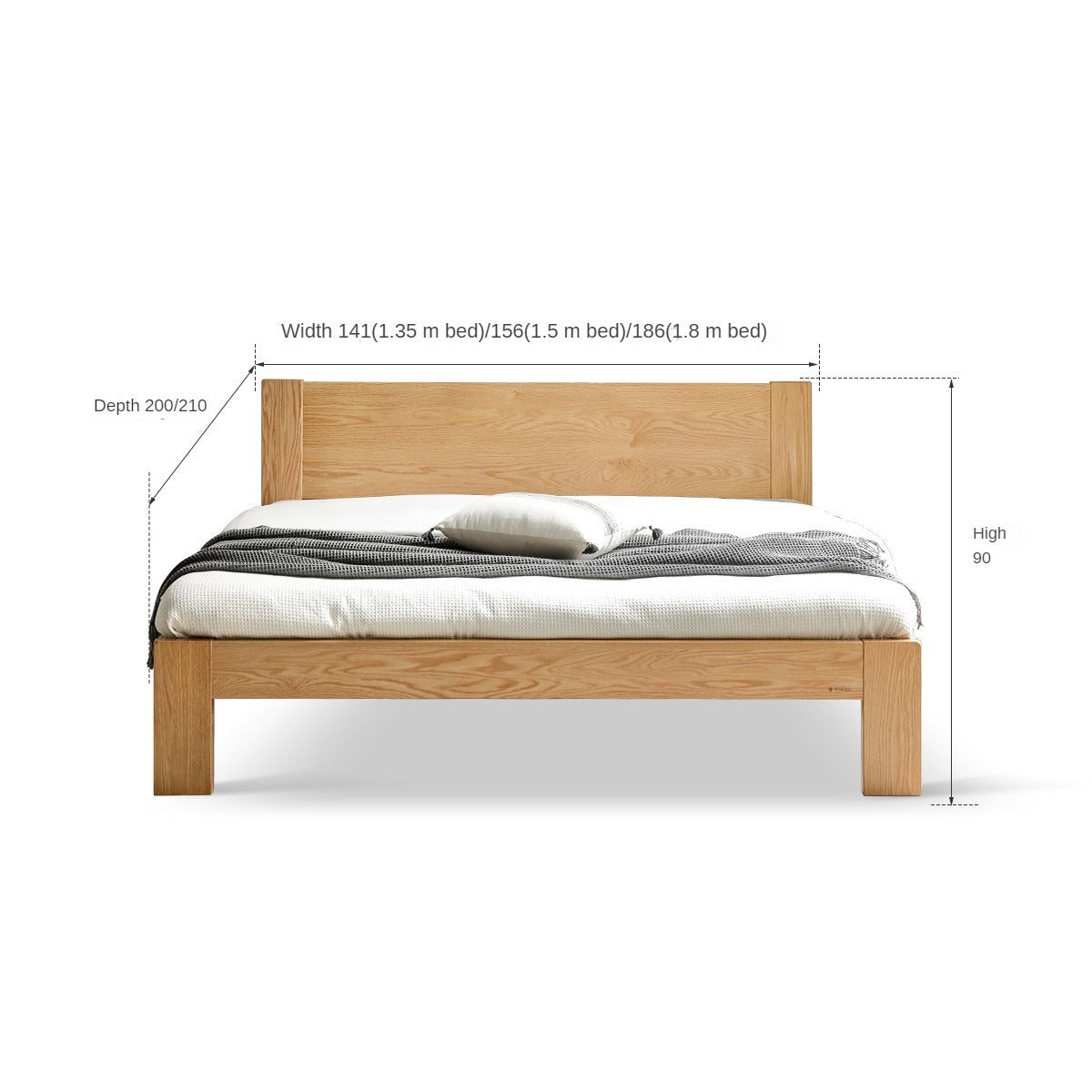 Oak, Rubberwood Solid Wood Bed - SPECIAL PRICE
