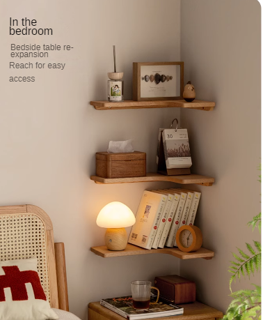 Oak, Cherry, Black Walnut Solid Wood Corner Rack, Bookshelf