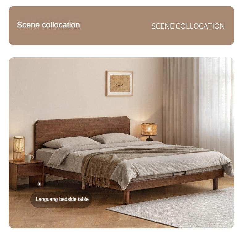 Oak, North American black walnut solid wood bed