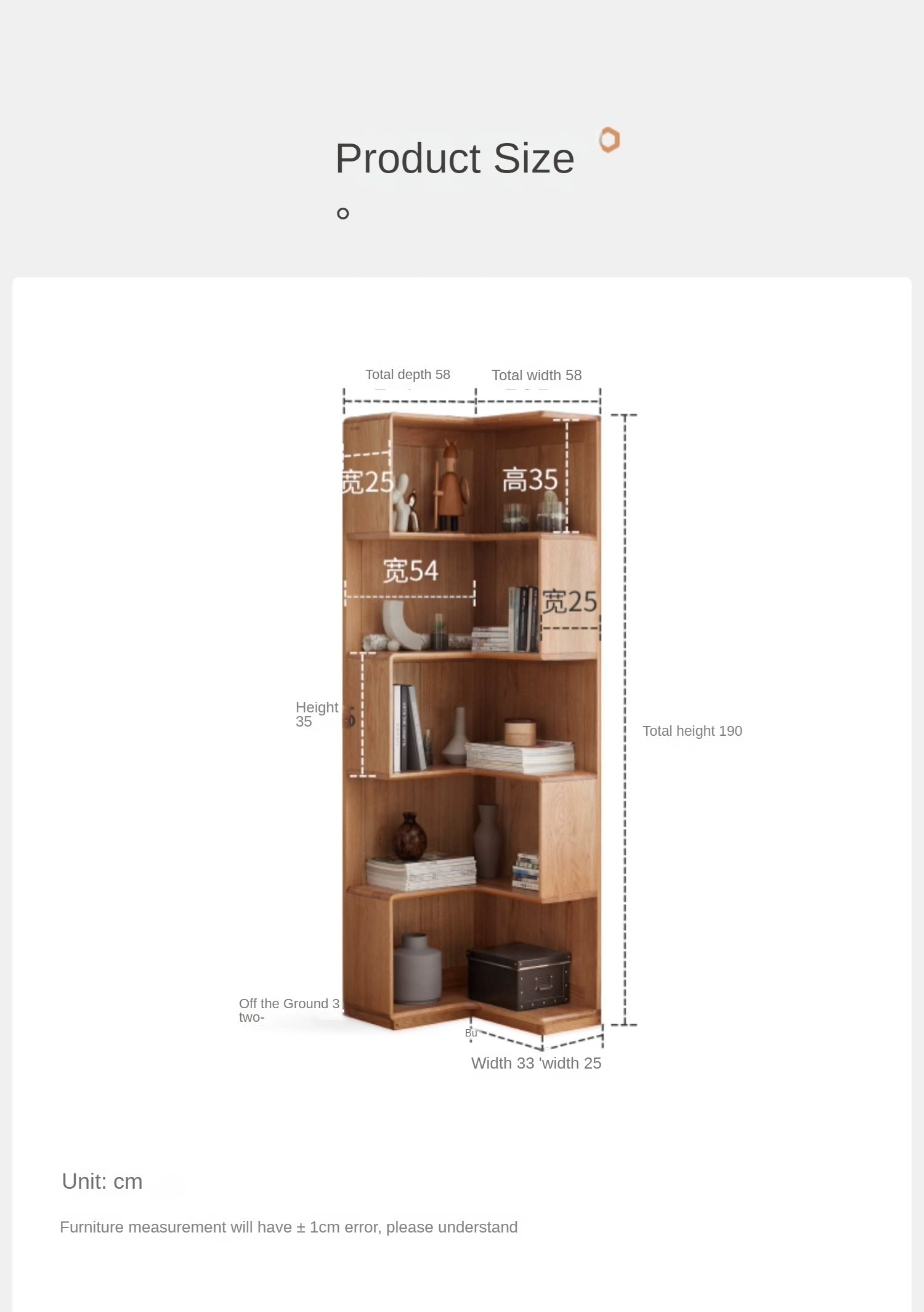 Oak Solid Wood Corner Bookcase