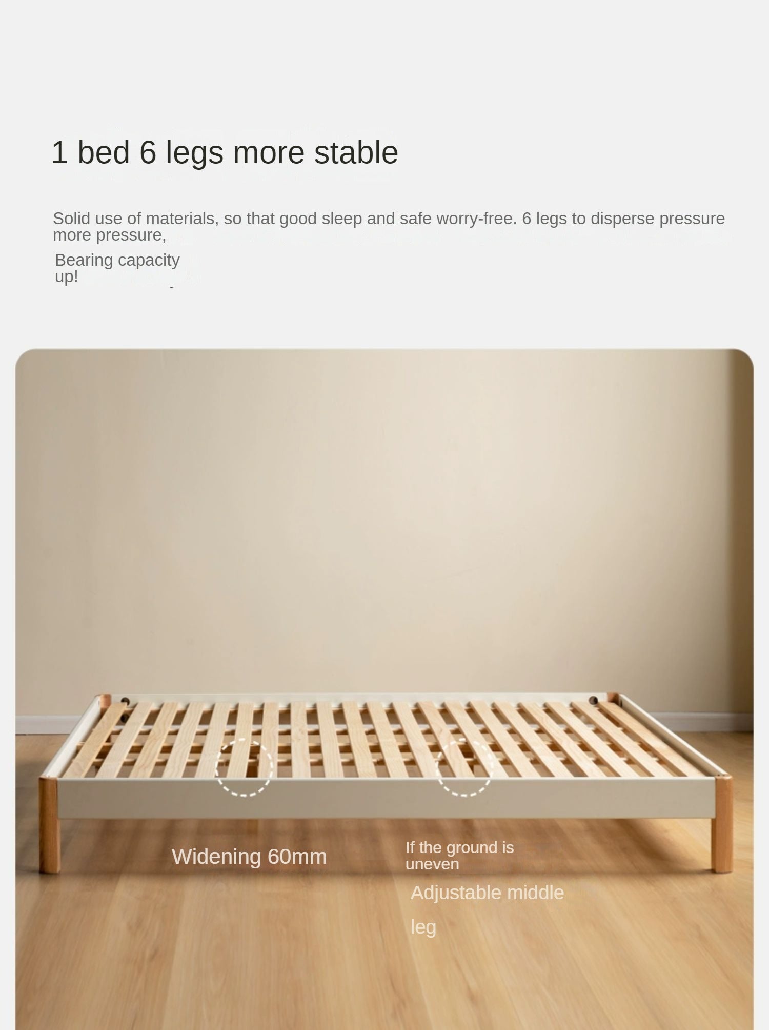 Poplar Solid Wood Platform Bed, Headboard-Free Bed