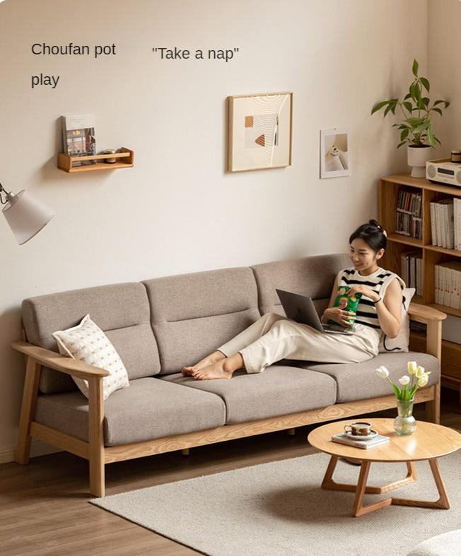 Ash Solid Wood Modern Sofa.