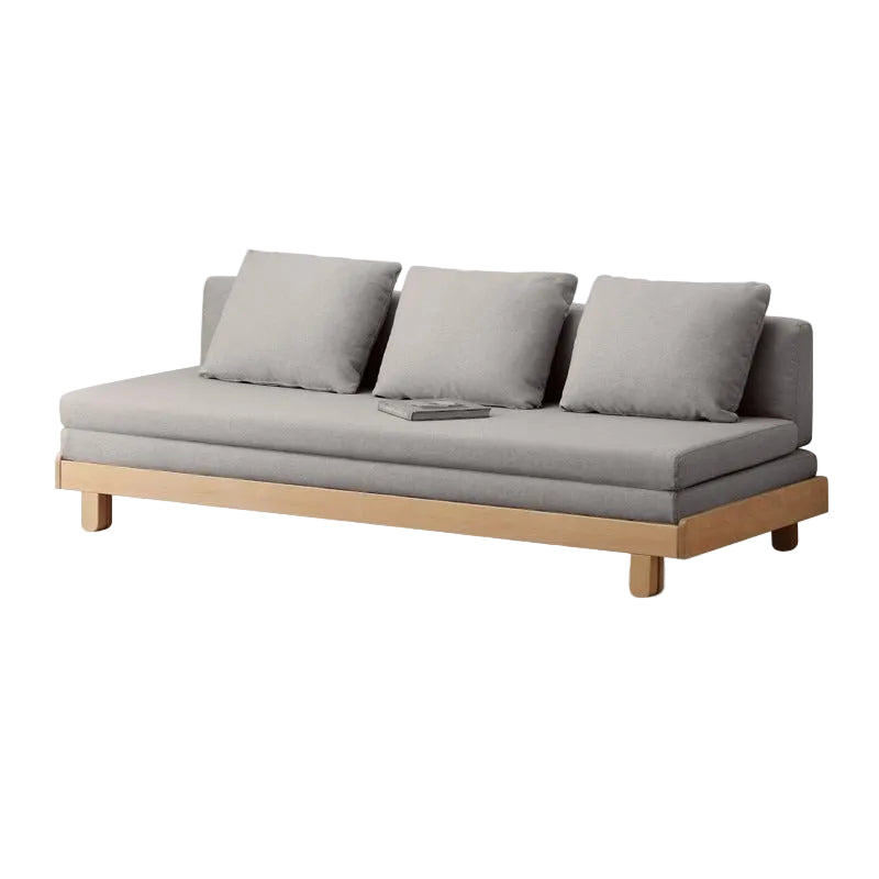 Beech Solid Wood Armless Wood Frame Futon Sofa with Slatted Base