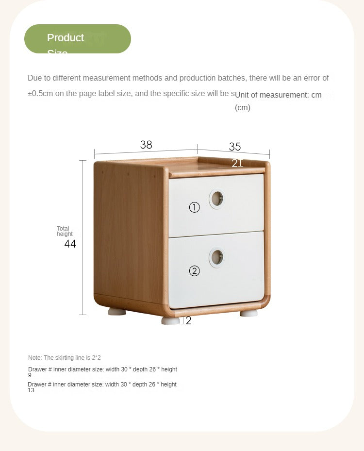 Beech Solid Wood Kids Nightstand