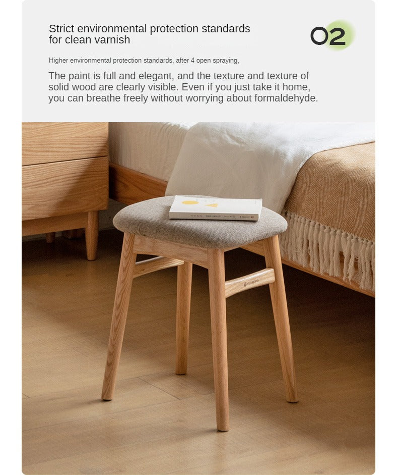 Oak Solid Wood Softpack Makeup Stool