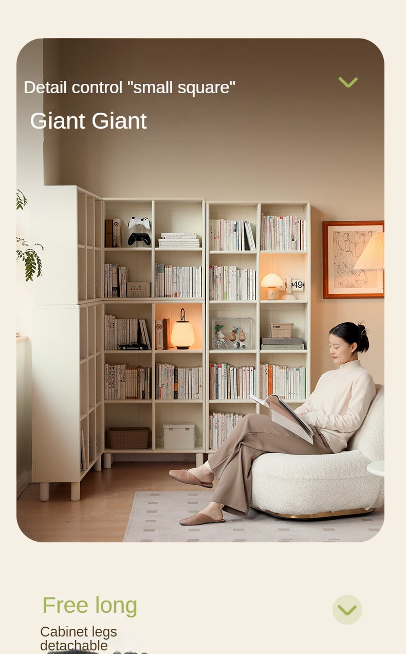 Poplar Solid Wood Bookcase Free Combination Cream Style