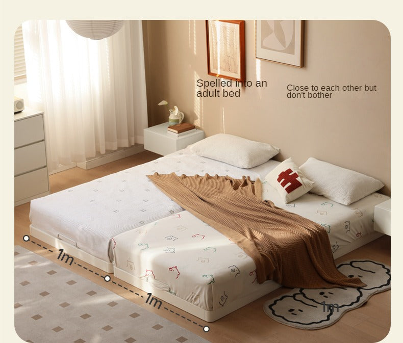 Birch solid wood platform bed, headboard-free bed floor bed cream style