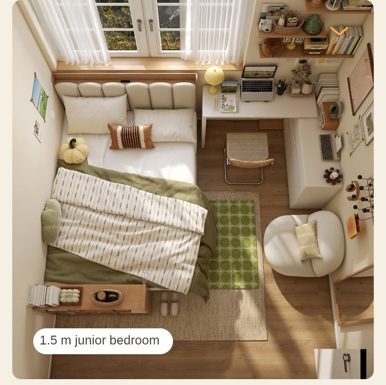 Beech, Oak Solid Wood Soft-Packe, Piano Key Bed