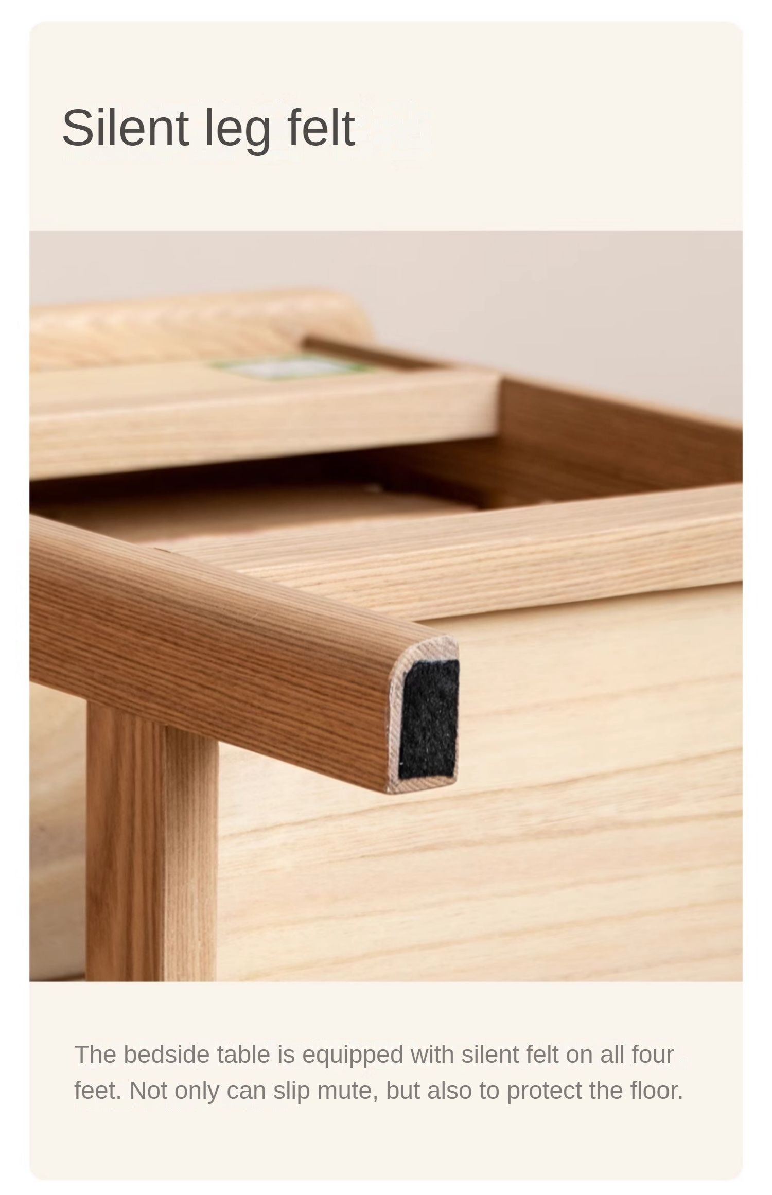 Ash Solid Wood Narrow Edge Nightstand