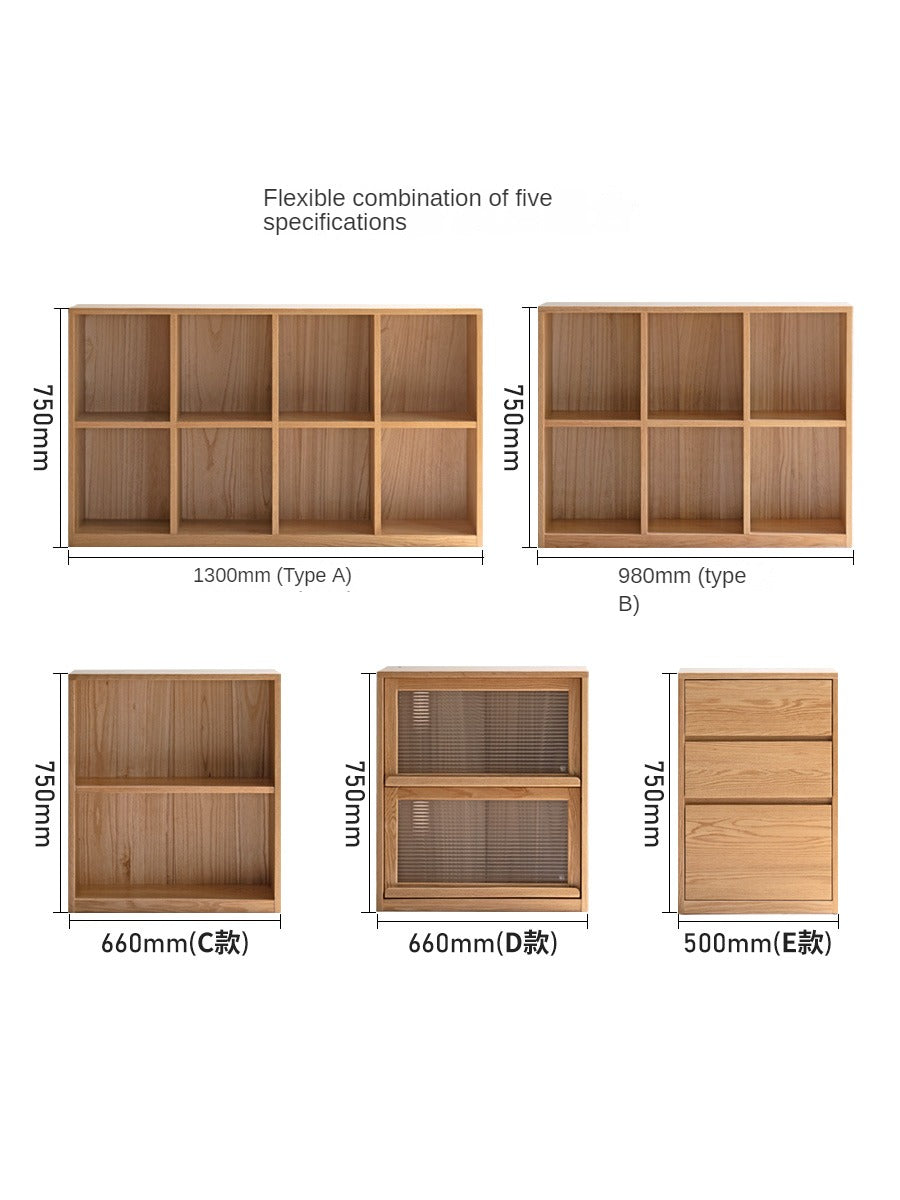 Black Walnut, Oak Solid Wood Combination Bookshelf, Floor Shelf