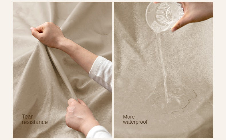 Leather Straight White Italian Sofa.