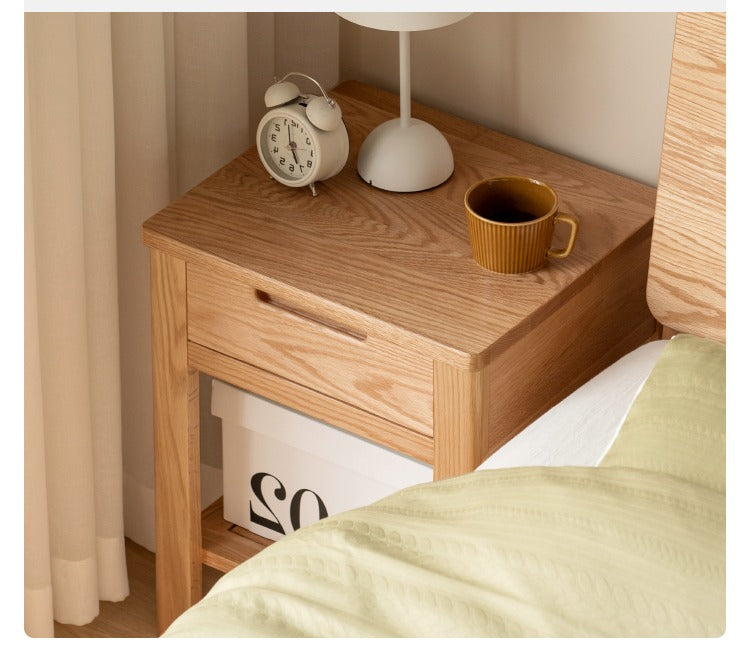 Oak, Beech Solid Wood, Solid RubberWood Nightstand.