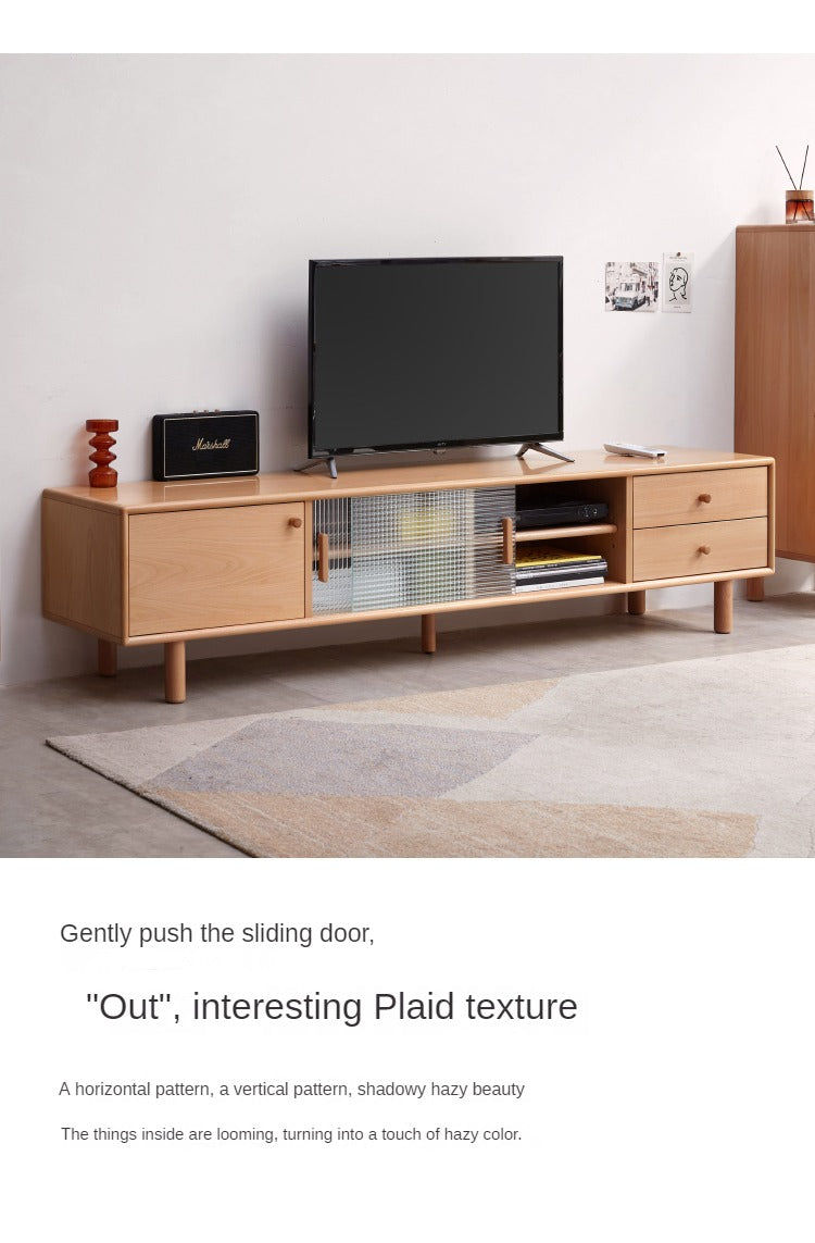 Beech Solid Wood Floor TV Cabinet.
