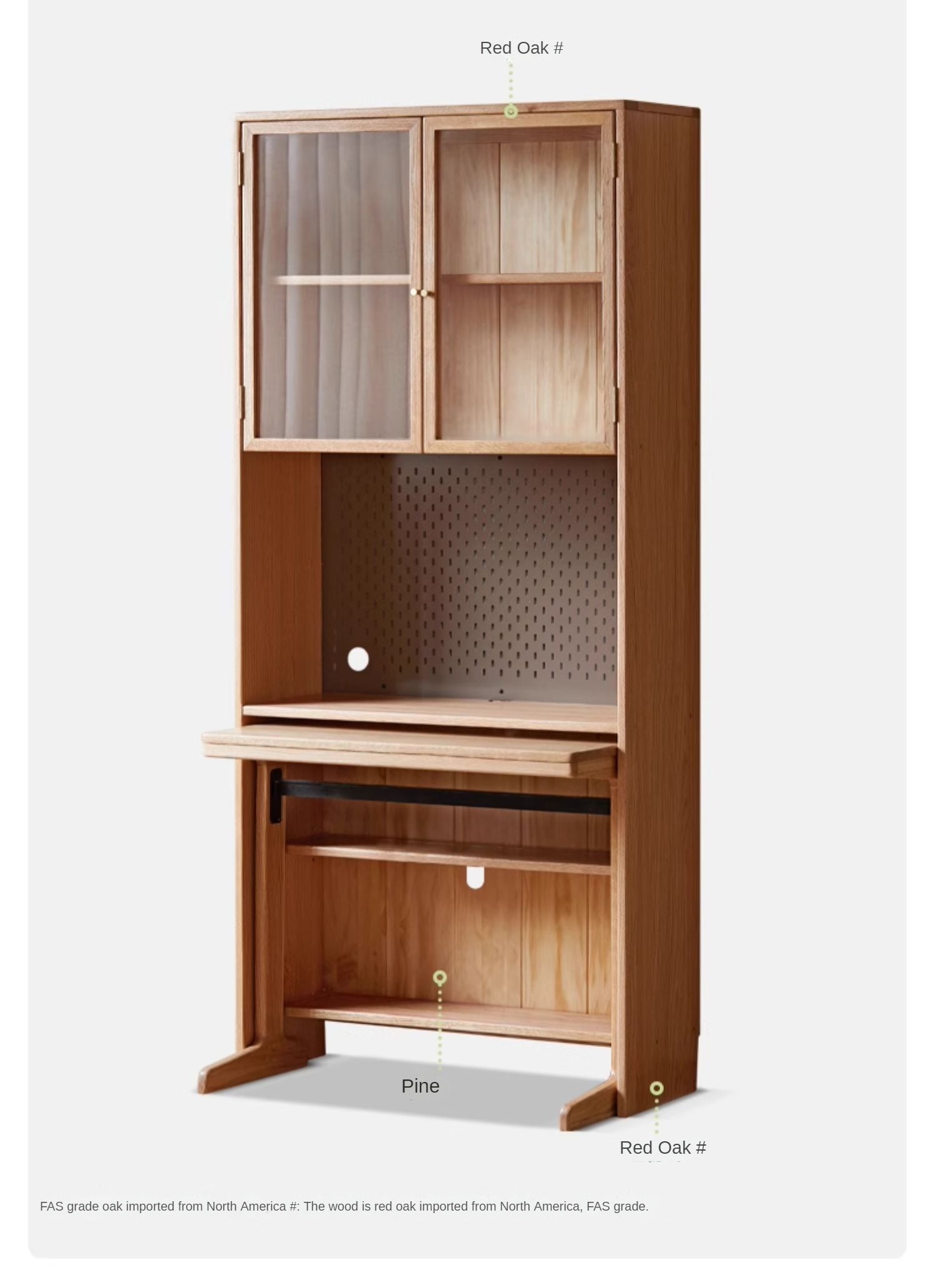Oak, Cherry Solid Wood Desk Bookshelf Integrated Study Table