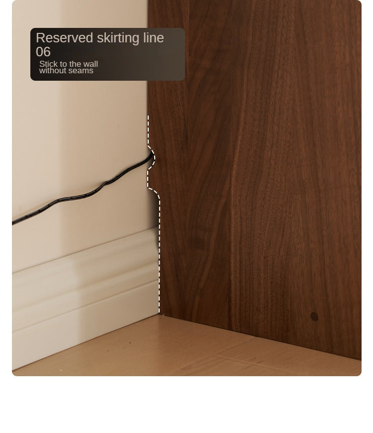 Black Walnut, Rubberwood Solid Wood Low Bookshelf Combination Floor-Standing Cabinet