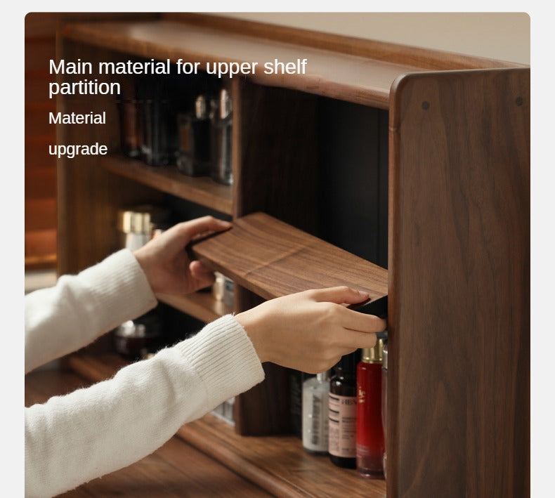 Black Walnut Solid Wood Light Luxury Dressing Table.