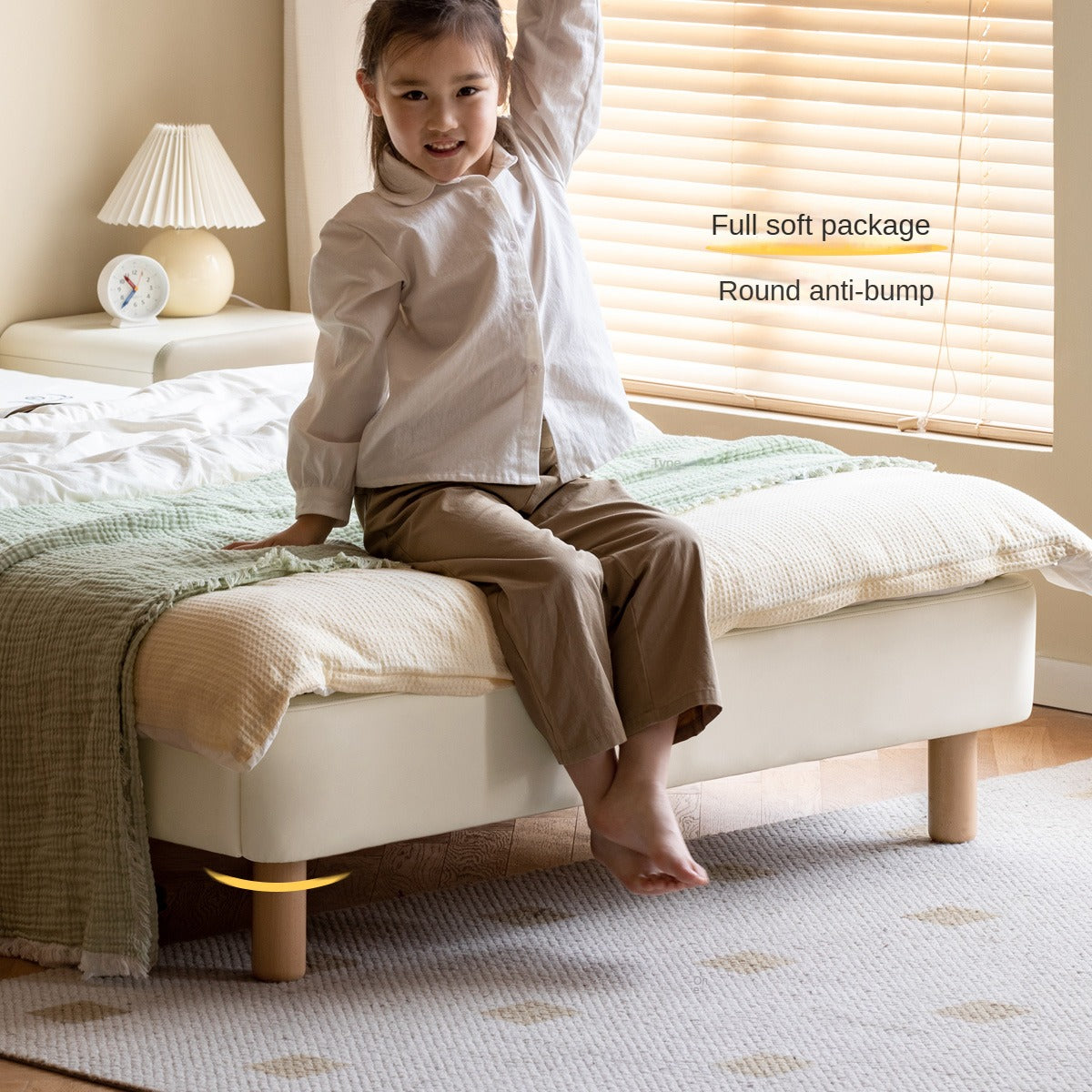 Organic Leather Cream Style Soft Kid's Bed