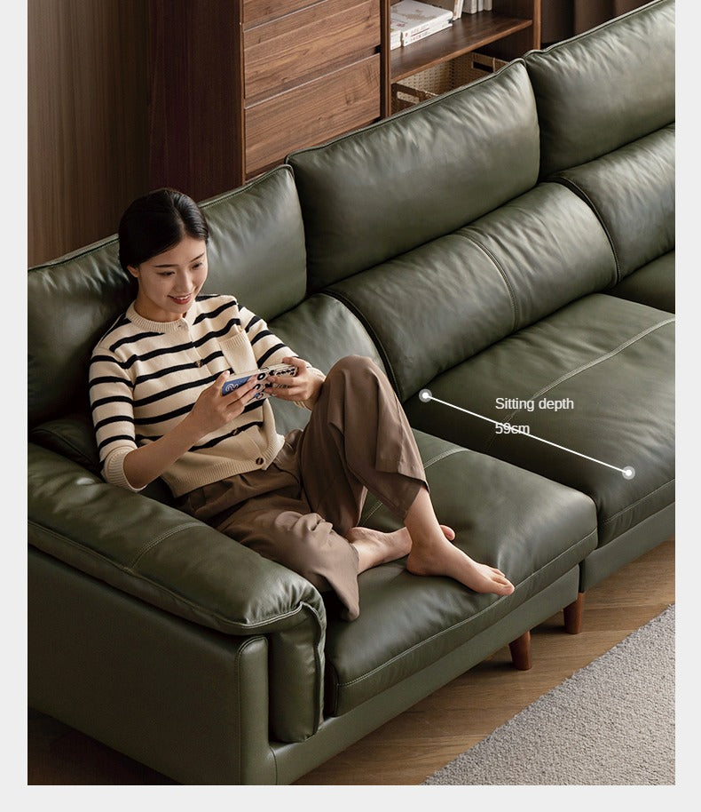 Leather First Layer Cowhide Straight Sofa.