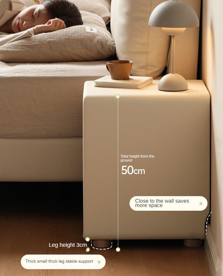 Leather Cream Style Nightstand.