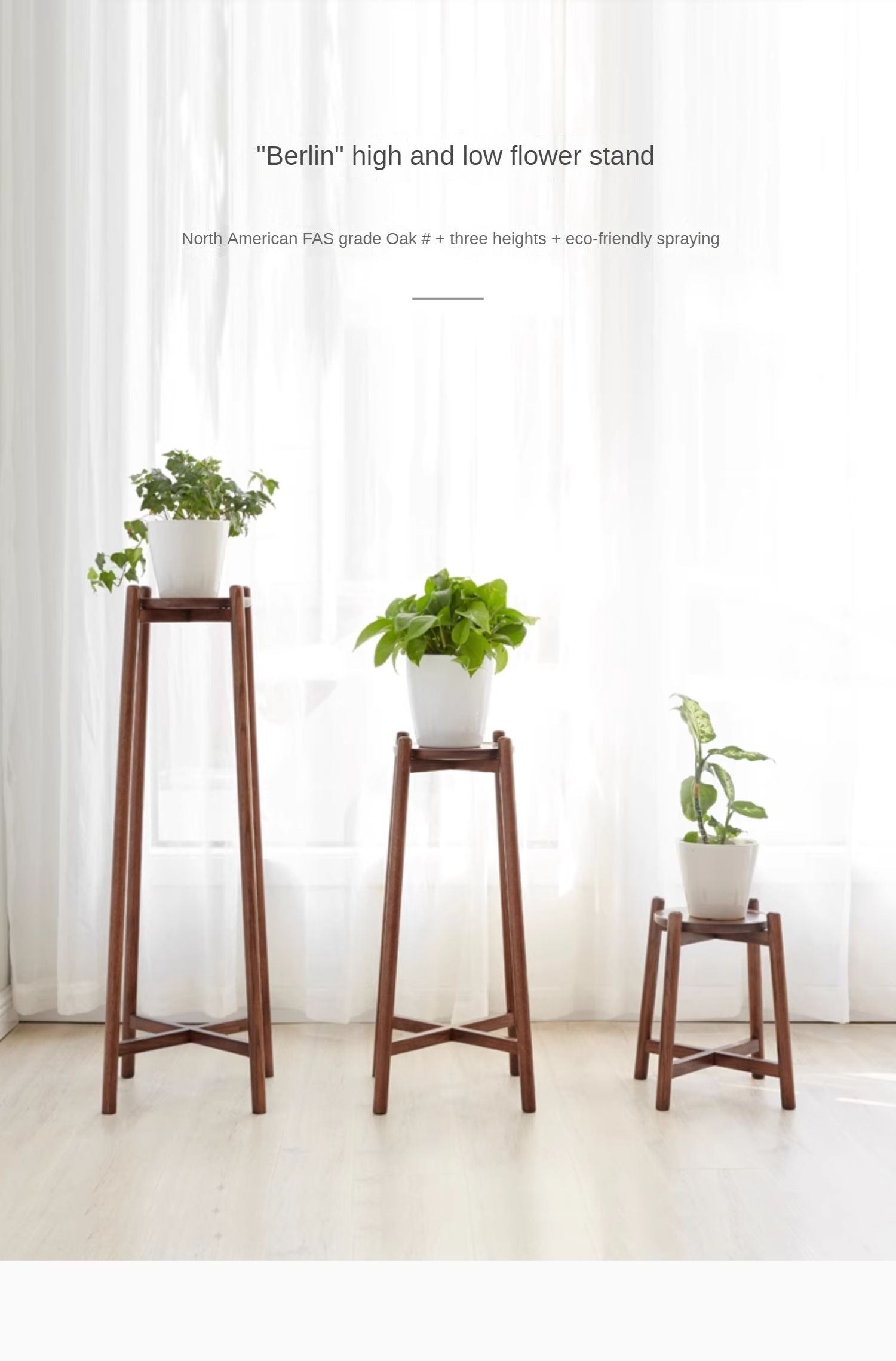 Oak solid wood Floor-Standing Plant Stand
