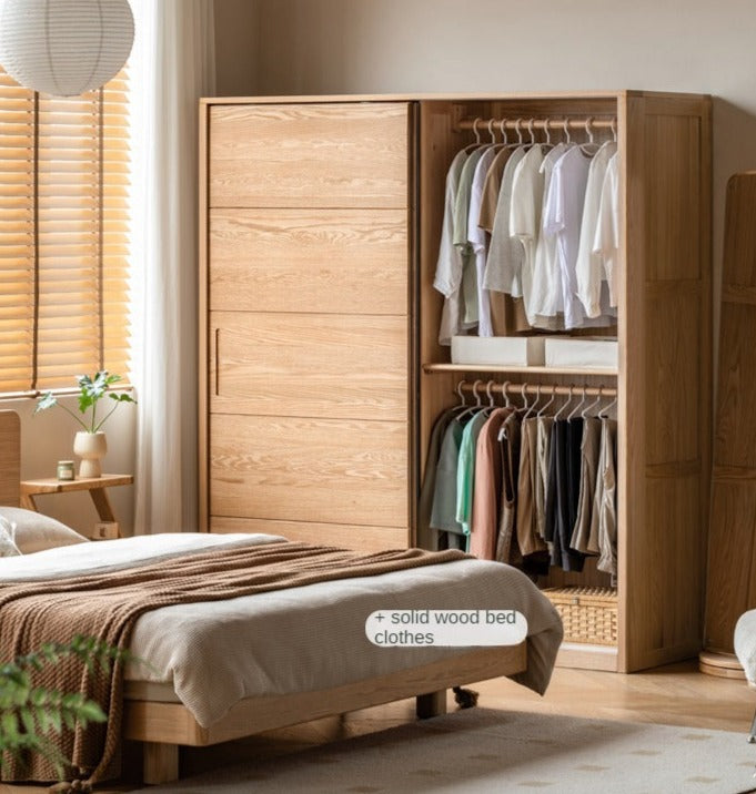 Oak, Pine Solid Wood Sliding Door Wardrobe.