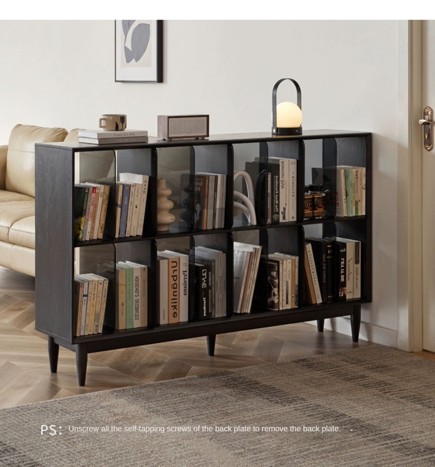 Oak, Ash Solid Wood Black Modern Bookcase