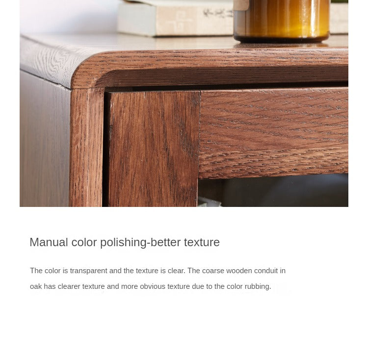 Oak Solid Wood Side Cabinet, Walnut Color