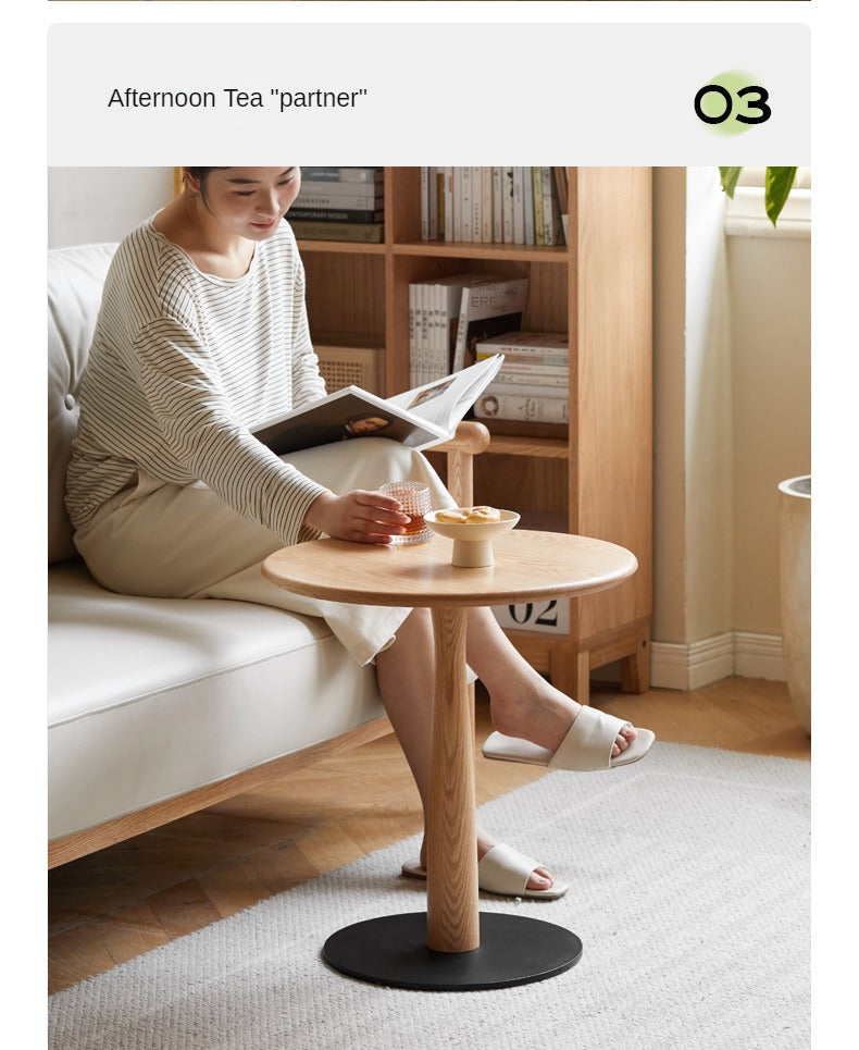 Oak, Black Walnut, Cherry, Beech Solid Wood Round Side Table Modern