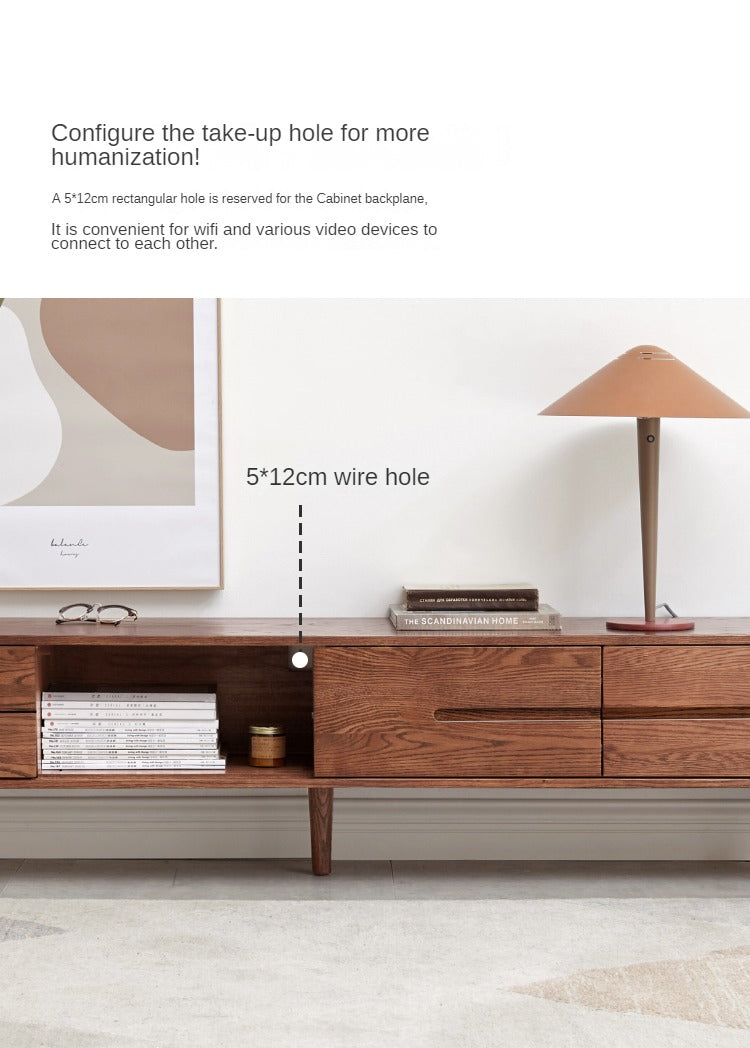 TV stand sliding door Oak Solid wood"