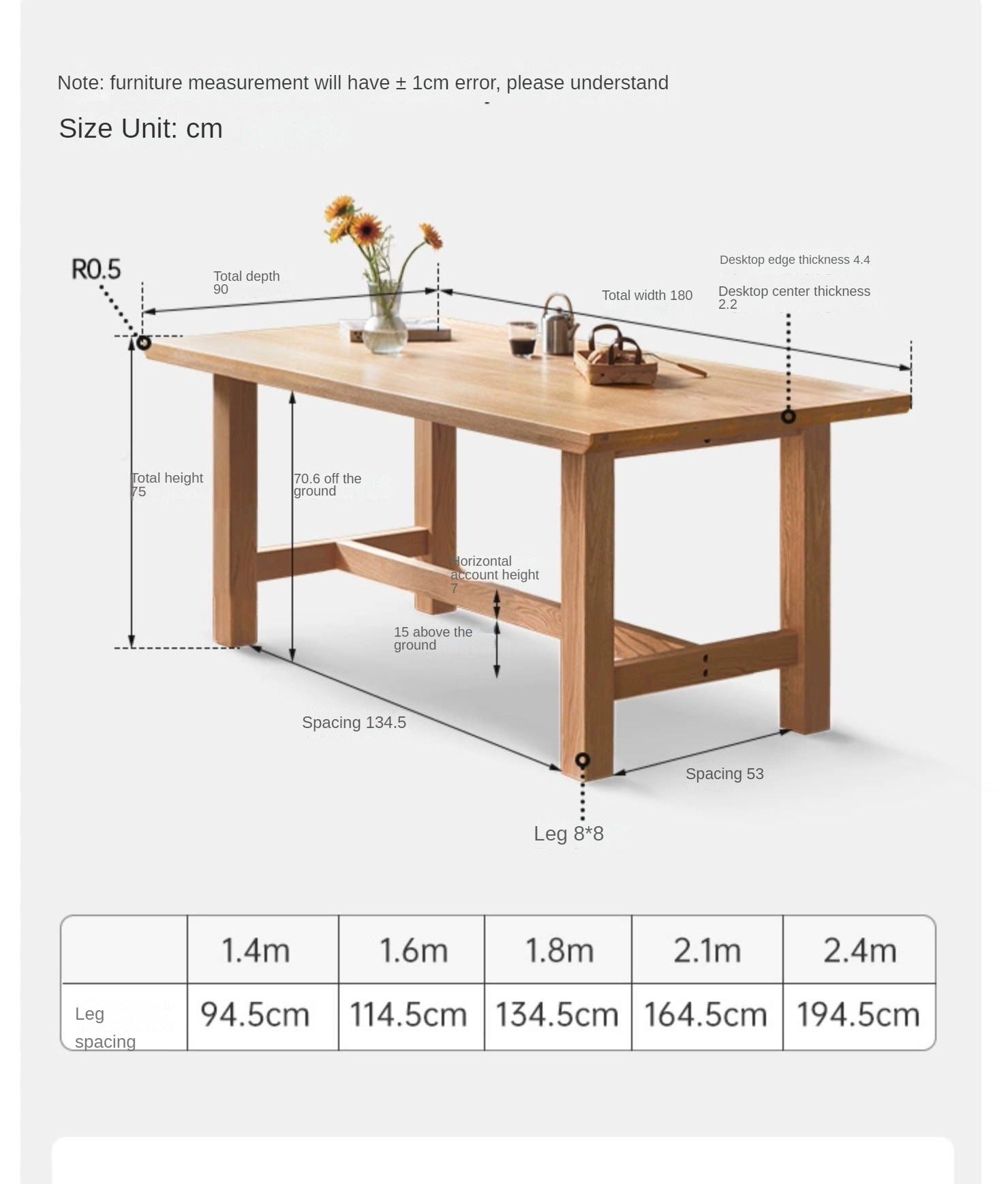 Oak, Ash, Poplar, Cherry Solid Wood Rustic Style Dining Table