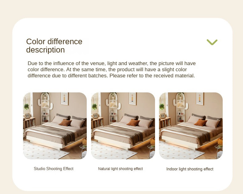 Rubber Solid Wood Suspended Box Platform Bed, Headboard-Free Bed.