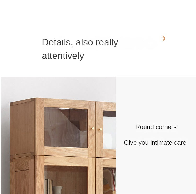 Oak, Cherry, Black Walnut Solid Wood Top Cabinet Combination Bookcase