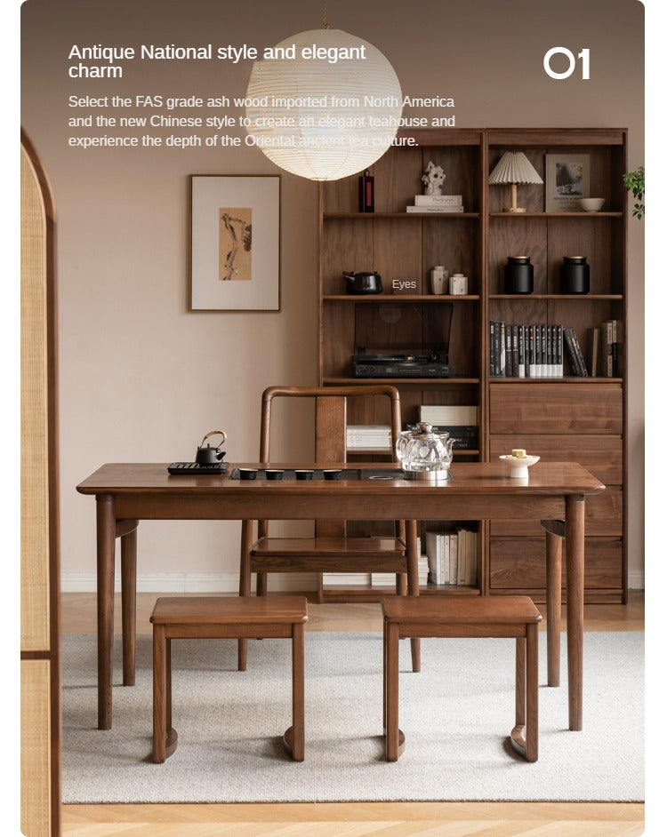 Ash Solid Wood Tea Table Tea Tray Integrated