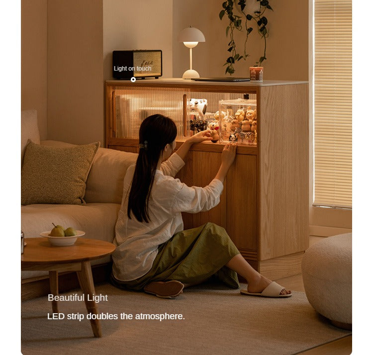 Oak Solid Wood Partition Multi functional Storage Cabinet