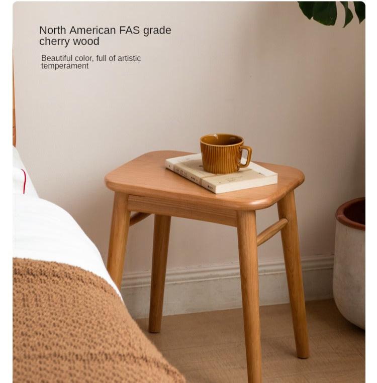 Black Walnut, Cherry, Oak, Sandalwood, Solid RubberWood Modern Light Luxury Makeup Stool