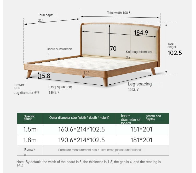 Oak Solid Wood Genuine Leather, Tech Fabric Bed
