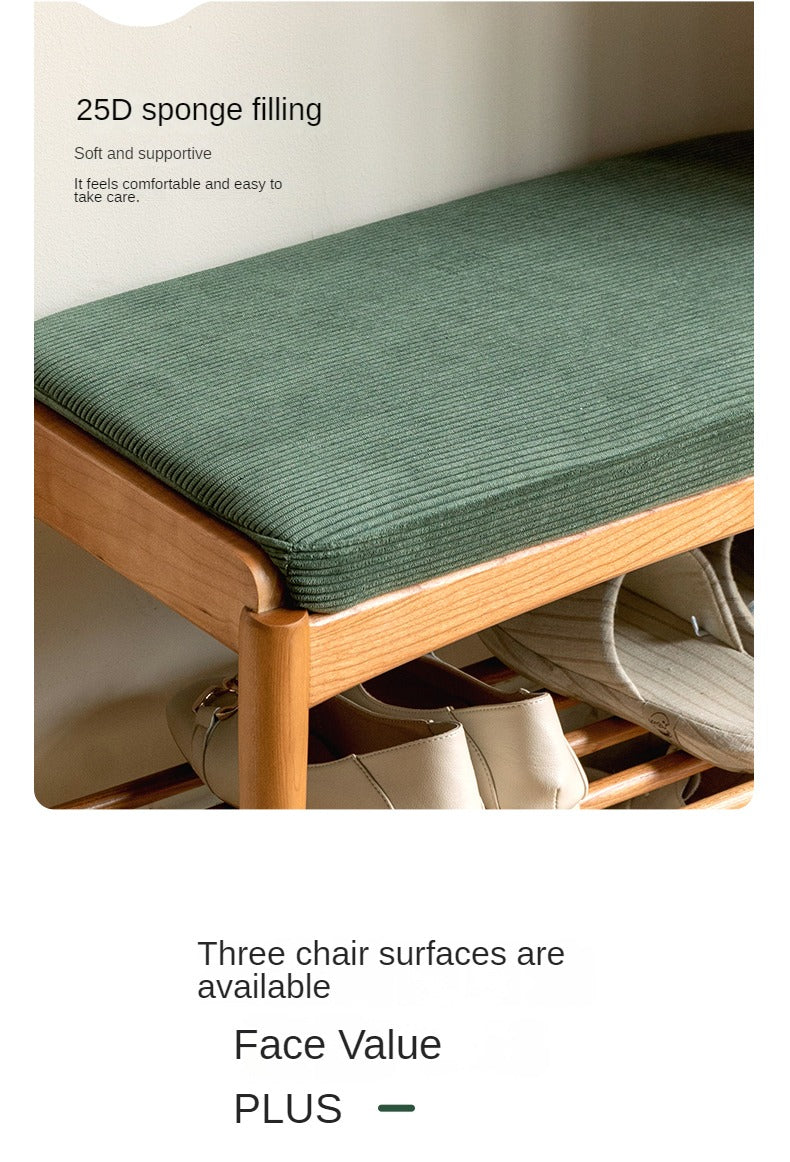 Cherry Solid Wood Shoe Storage Bench