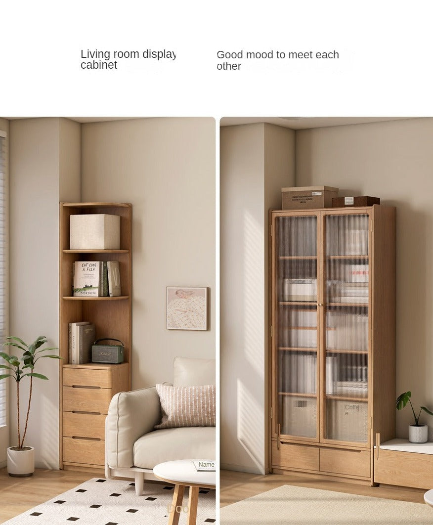 Oak Solid Wood Bookcase Free Combination Floor-to-ceiling Bookshelf