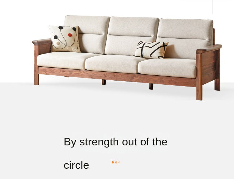 Sandalwood, Black Walnut Solid Wood Fabric Sofa.