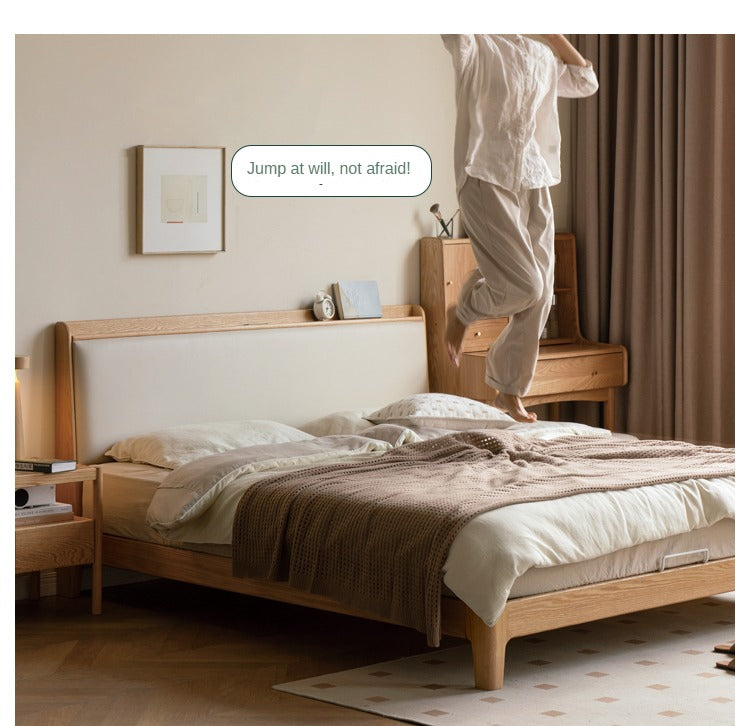 Oak Solid Wood Technology Cloth Modern and Simple Bed