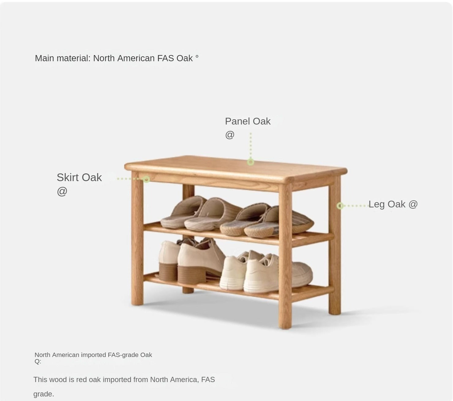 Oak Solid Wood Shoe Wearing Stool
