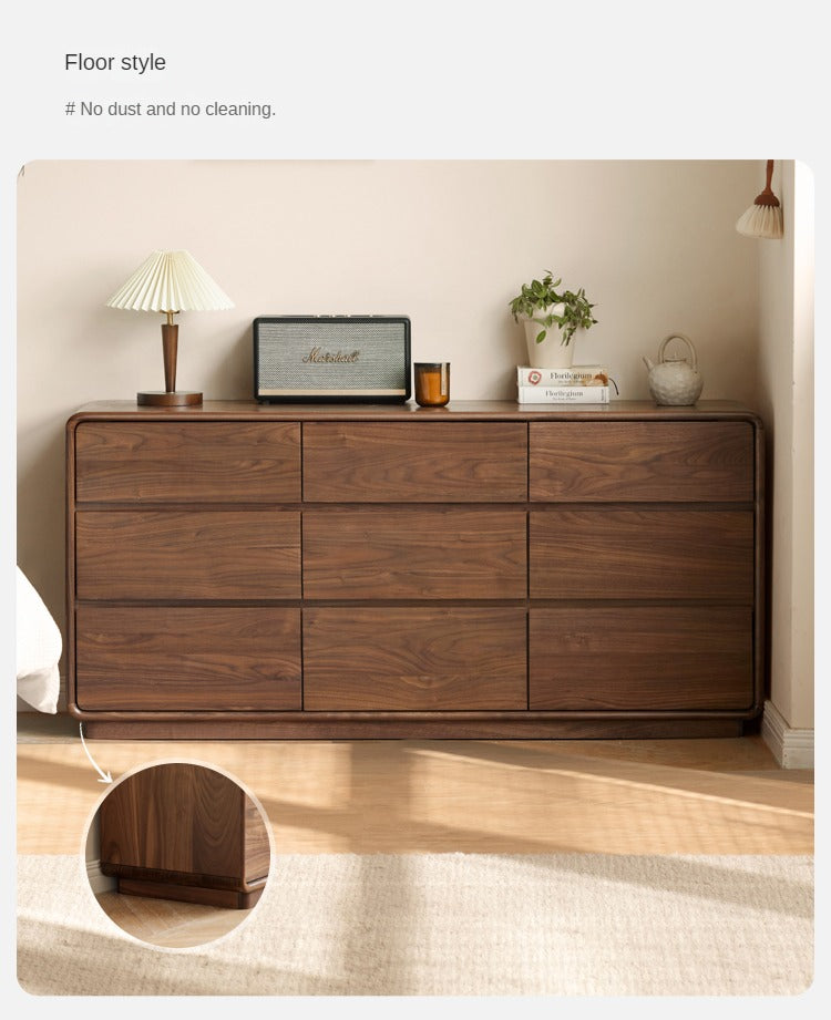 Black Walnut, Poplar Solid Wood Storage Cabinet Chest of Drawers