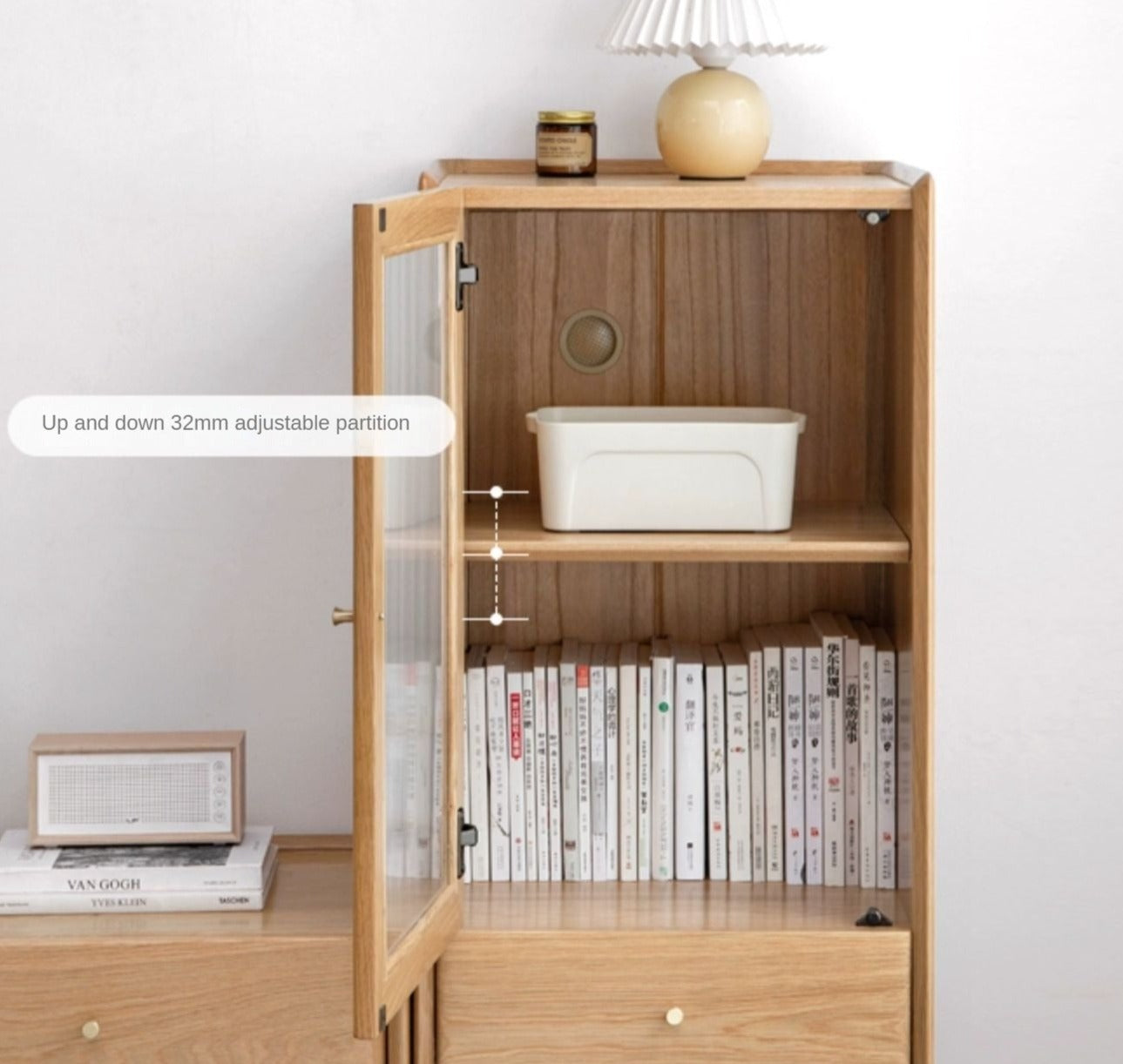 Ash Solid Wood Narrow Side Cabinet.