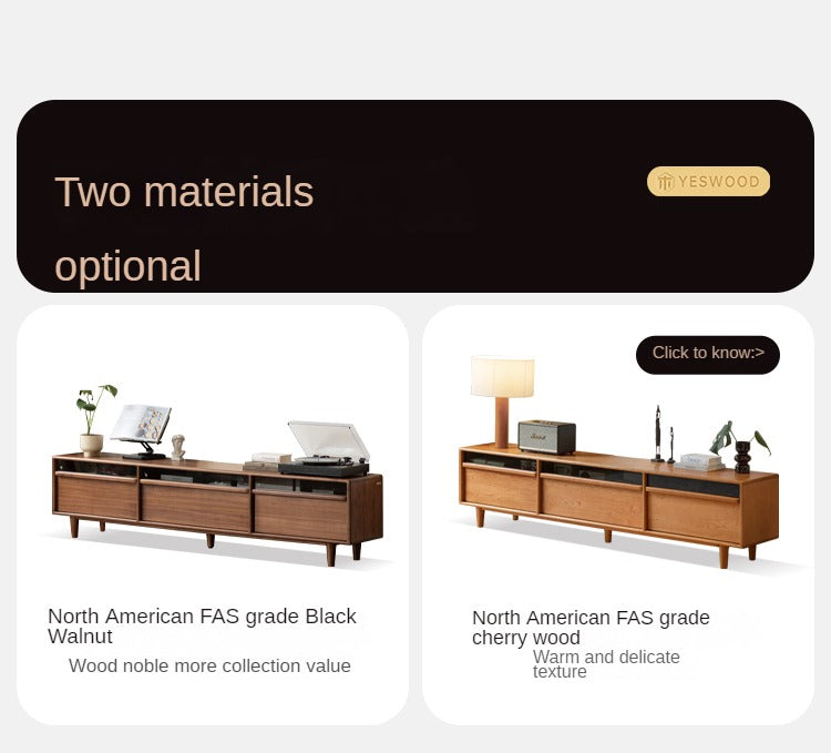 Black Walnut Solid Wood Modern TV Cabinet Locker Integrated.