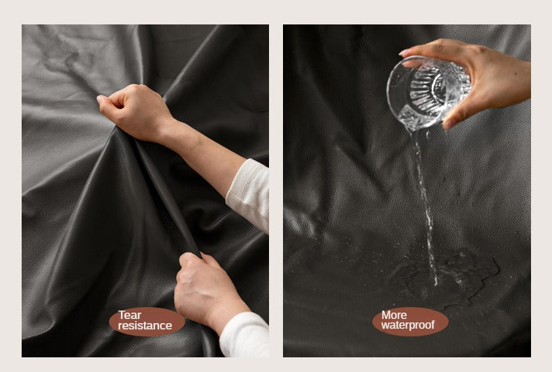 Leather Light Luxury Black Straight Sofa,