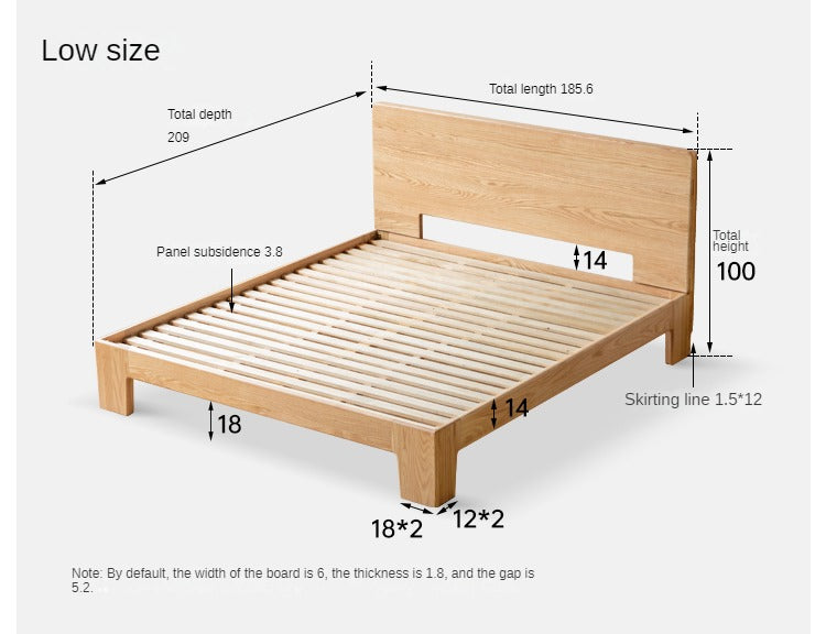 Oak Solid Wood Bed Thickened Headboard